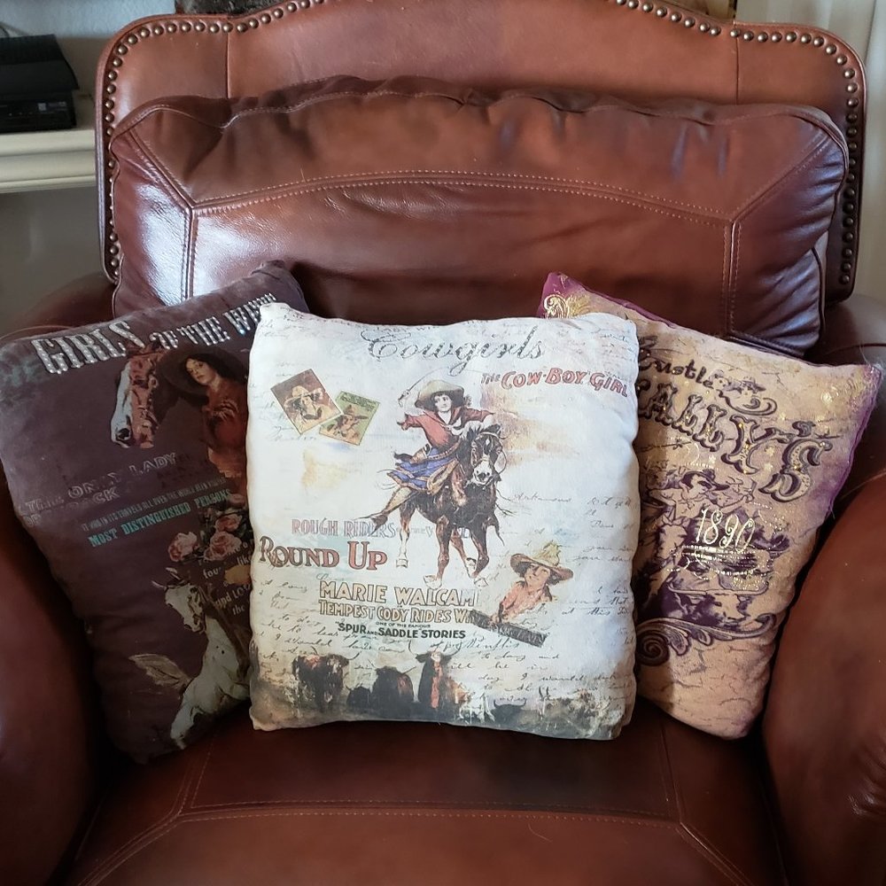 Western cowboy cowgirl themed throw pillows